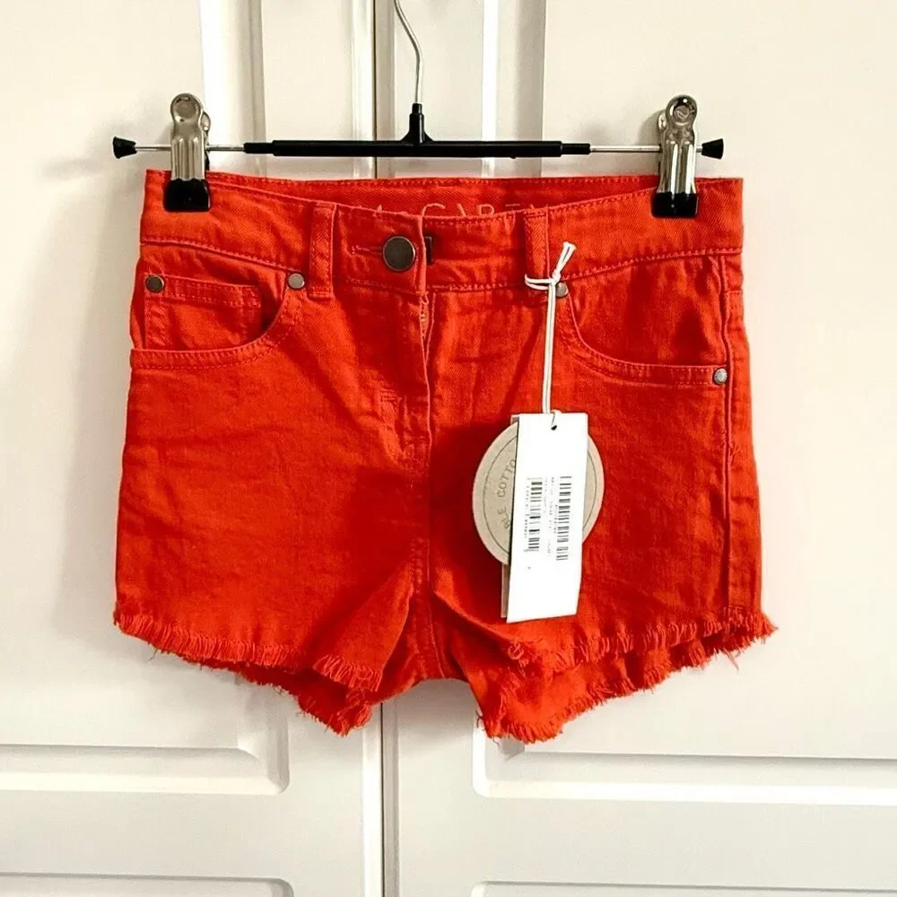 NWT Stella McCartney Kids denim shorts,in orange Size 6